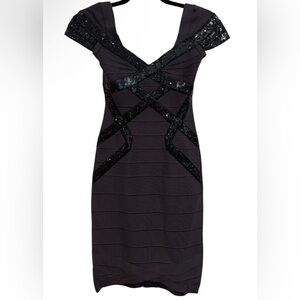 Herve Leger Sequined Black Bandage Dress Size XS Gorgeous Classic formal dress